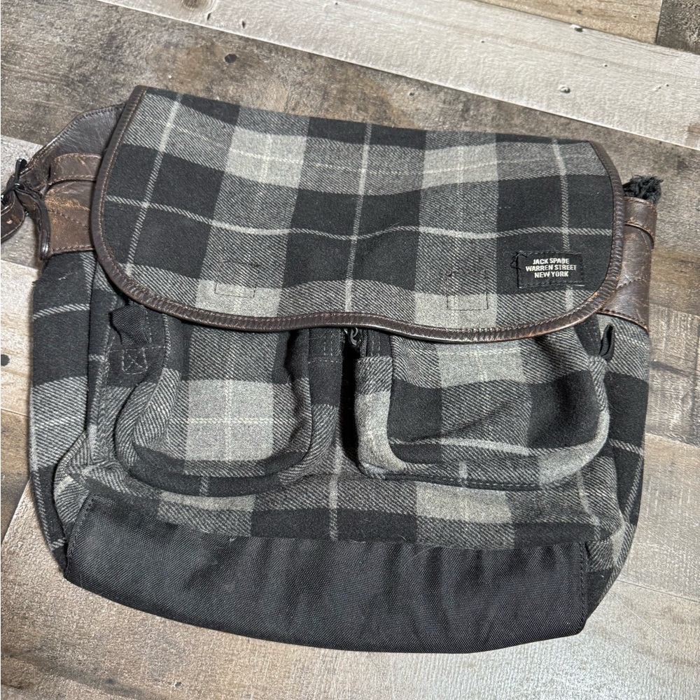 Jack Spade Warren Street Tartan Wool‎ Messenger Bag